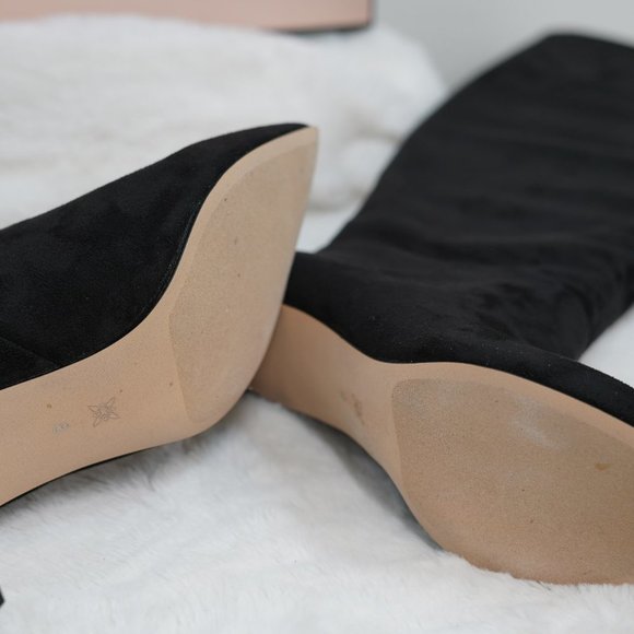 BCBGeneration Womens Marlo Knee-High Boots Suede Pointed Toe - Black Micro Suede - Picture 3 of 6